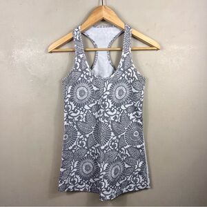 lululemon athletica White and Gray Floral Racerback Tank